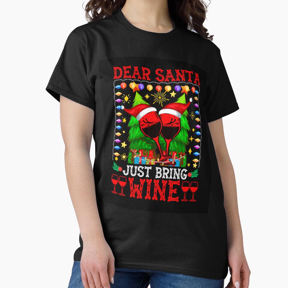 DEAR SANTA JUST BRING WINE NOVELTY CHRISTMAS FOR HER by AllThatIsWelsh