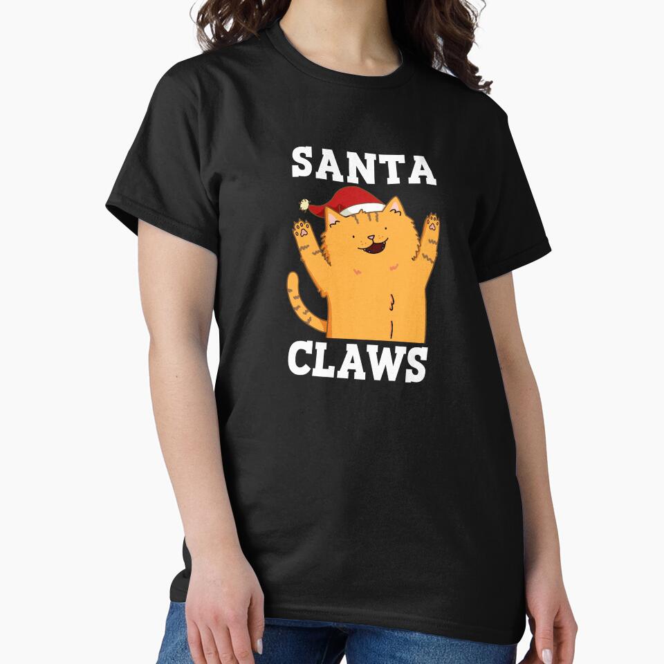 Santa Claws Funny Christmas Cat Pun   (Dark BG) by punnybone