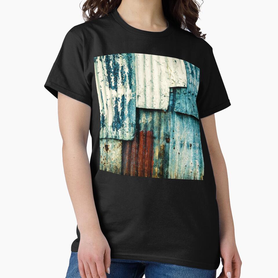 Urban Industrial Blue And Cream Rusty Tin Wall by DEC02