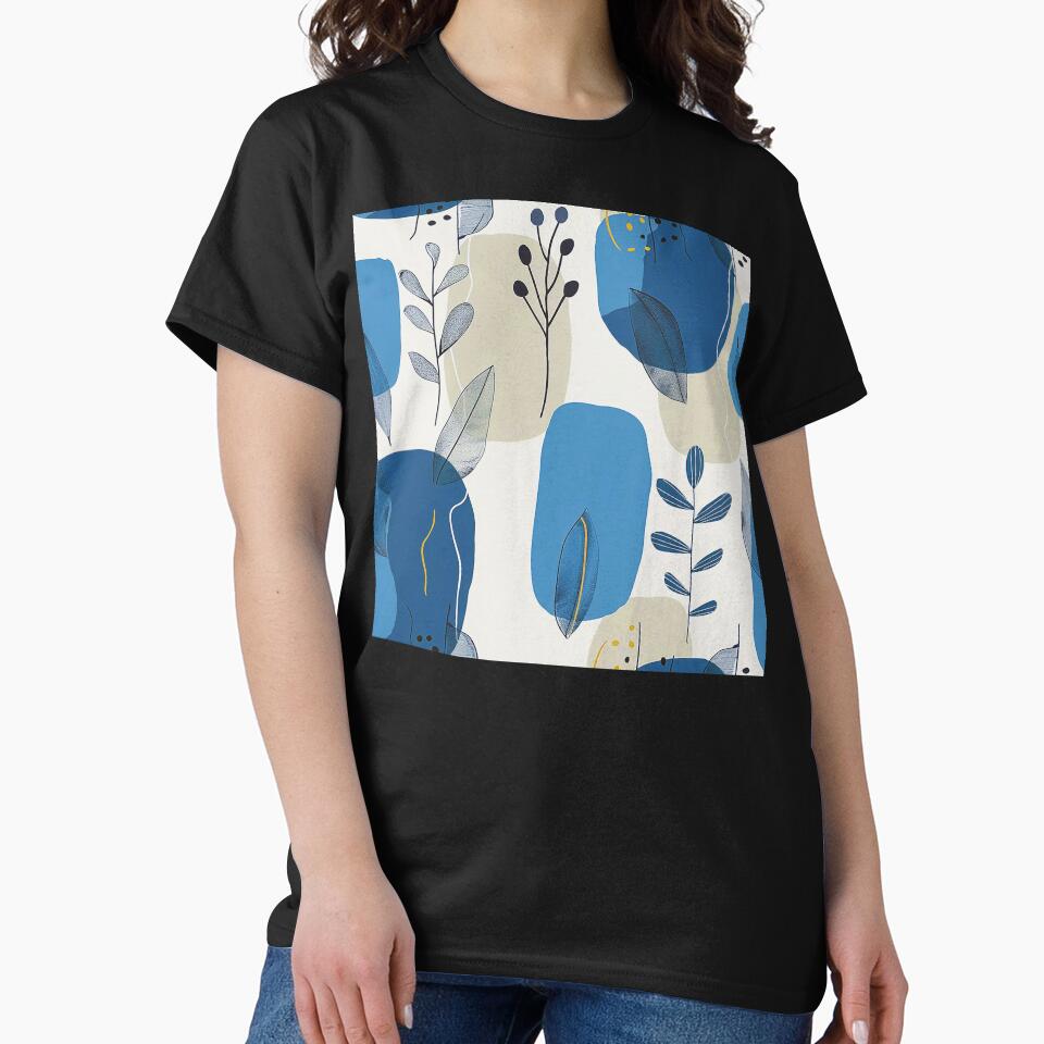 Boho-Style Cool Blue Hues Abstract Art Designs by DEC02