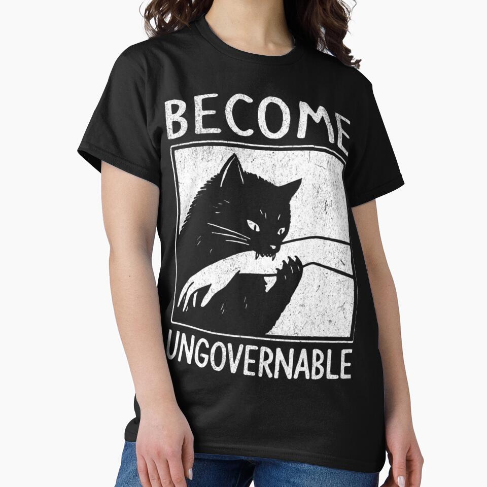 Become Ungovernable - Black Cat Biting Hand Funny Meme by Mason-Pride