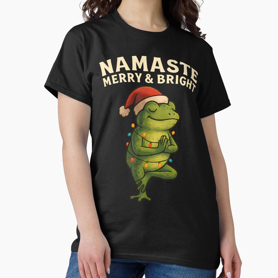 Funny Yoga Frog Christmas Lights Namaste Holiday Vibes by ConnieDora