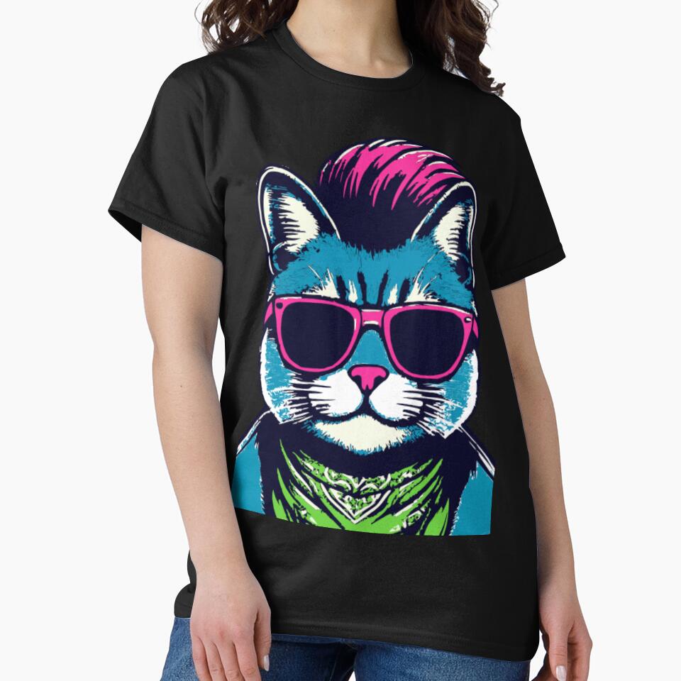 80s Pop Art Cat - Modern Pop Art | City Pop Art Punk Style by Kubala