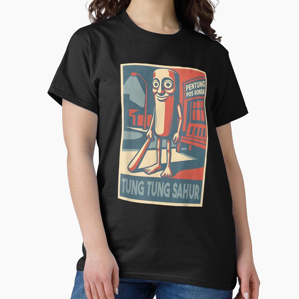 Vintage Funny Shirt Meme Brainrot Tung Tung Tung Sahur by sarzerdesigns