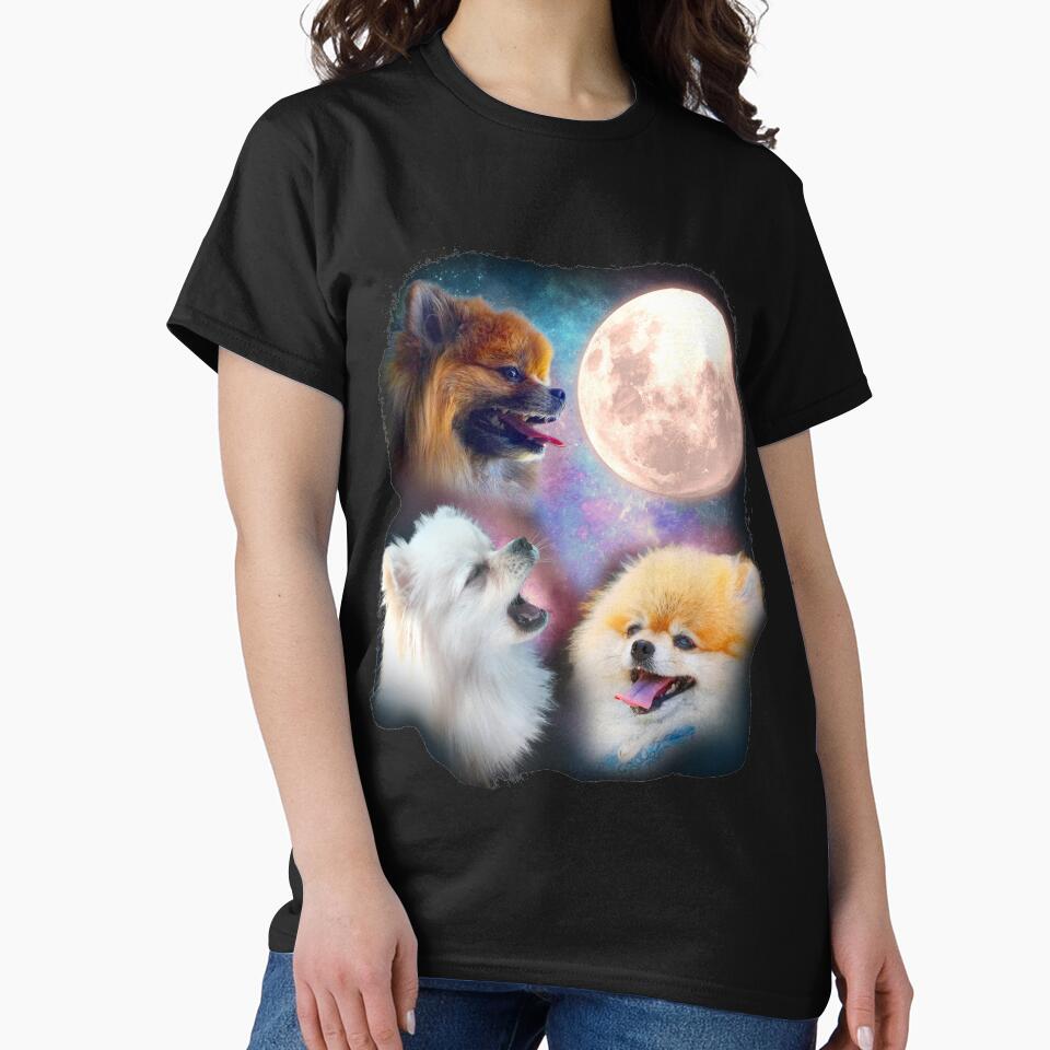 Pomeranian Dogs Howling Moon - Wolves by PrintaPup