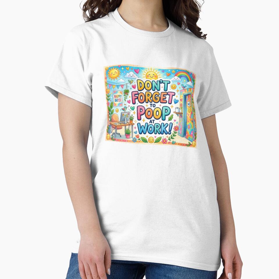 Don't Forget to Poop at Work Bright Whimsical Office Restroom by Terry Bain