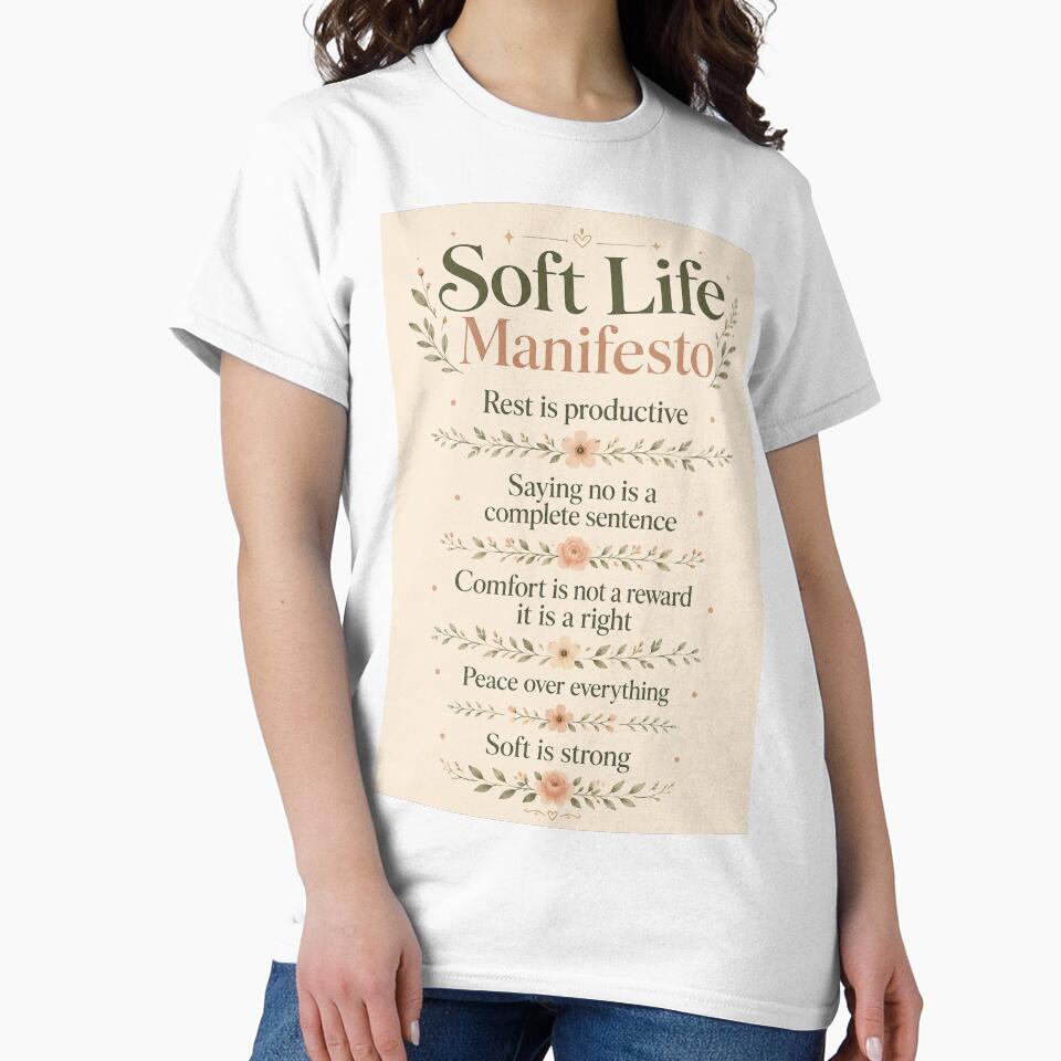 Soft Life Manifesto Rest Is Productive Peace Over Everything – Elegant Typography Art | Soft Life Gift by irfanshikh