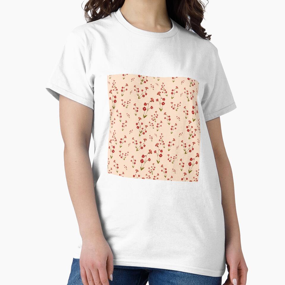 Flower red pattern a cute watercolor illustration pink by Yana Mustafina | Boho Soulful Designs