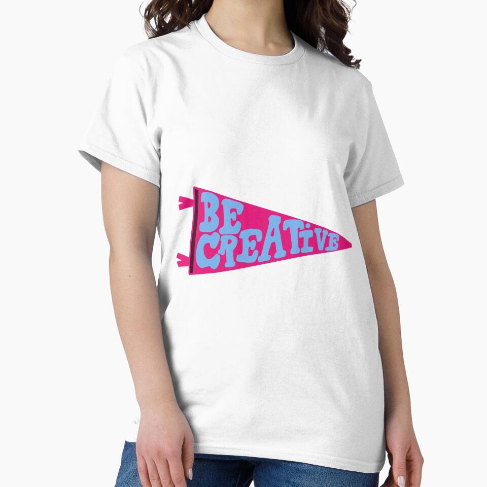Be Creative Pennant Flag | Pink and Light Blue Banner on periwinkle by Giulia  Palazzo