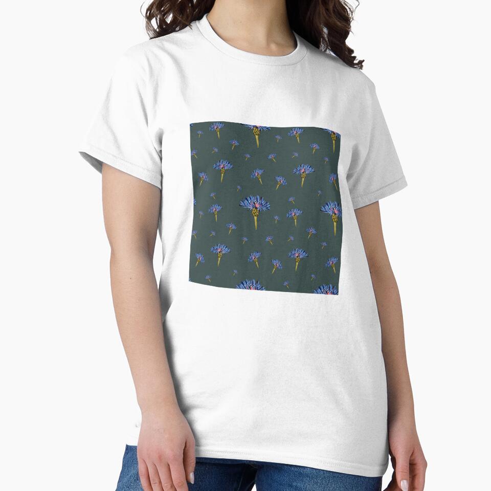 Flower blue violet pattern hand drawn watercolor turquoise by Yana Mustafina | Boho Soulful Designs