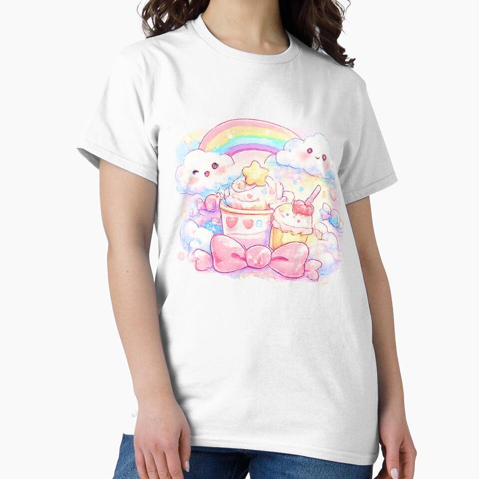 Kawaii Rainbow Clouds Cafe – Cute Pastel Drinks & Dessert Illustration by Kallandra