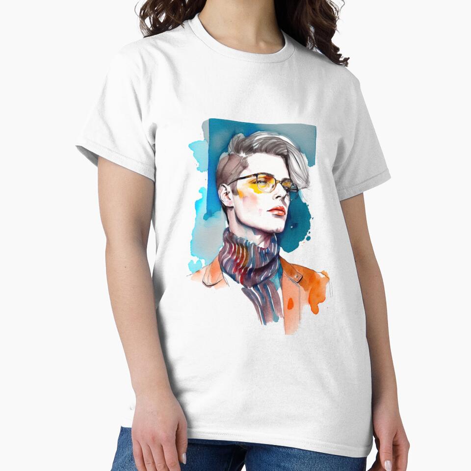 Stylish guy with glasses, watercolor, sketch by AvotArt