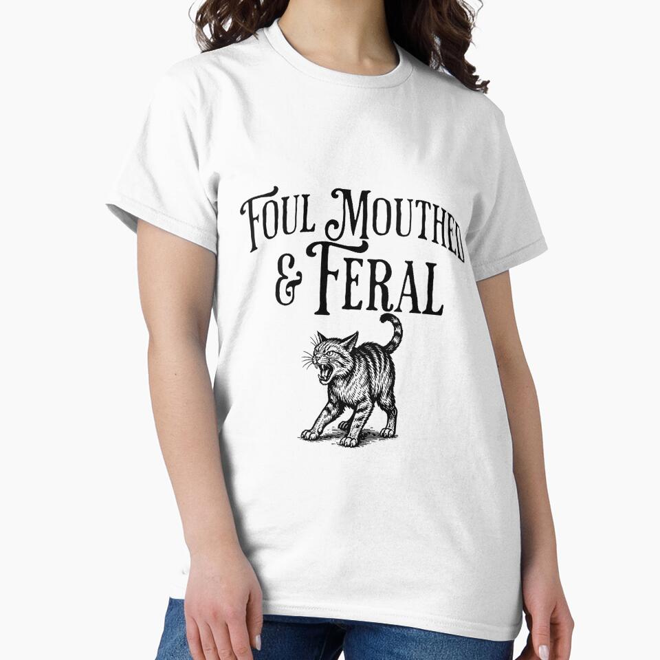 Womens Foul Mouthed & Feral Cat Kitten Funny Sarcastic Humor Tee Premium Tri-Blend by DorisSPipkin