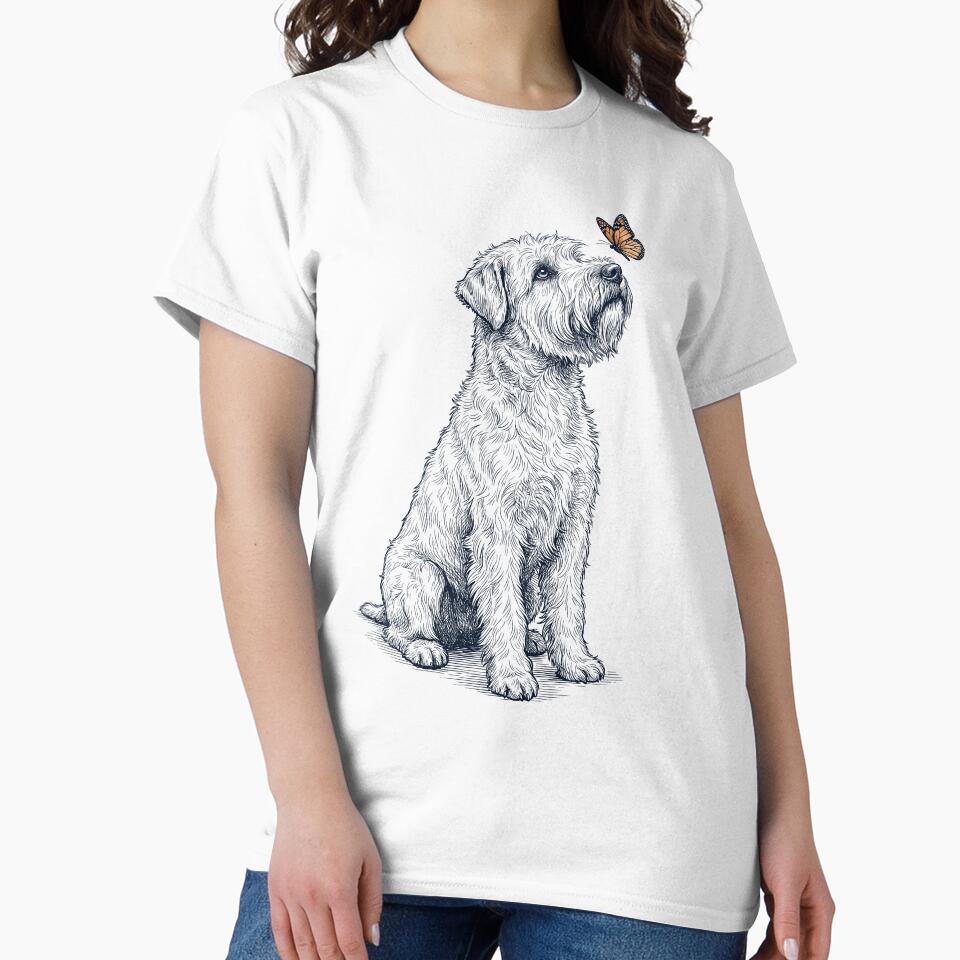 Vintage Soft Coated Wheaten Terrier with Butterfly Dog Lover by DoodleTortle