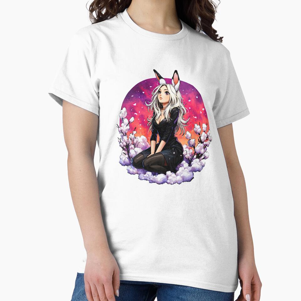 Cotton Dream Bunny – White-Haired Rabbit in Sunset Bloom by StudioPontPix Stickers