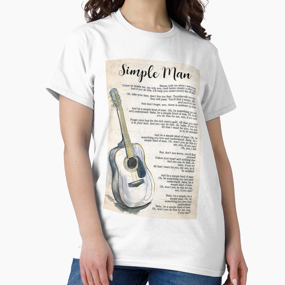 Simple Man Lyrics Poster Gift - Simple Man Lyrics With Guitar by MagicatcoArt