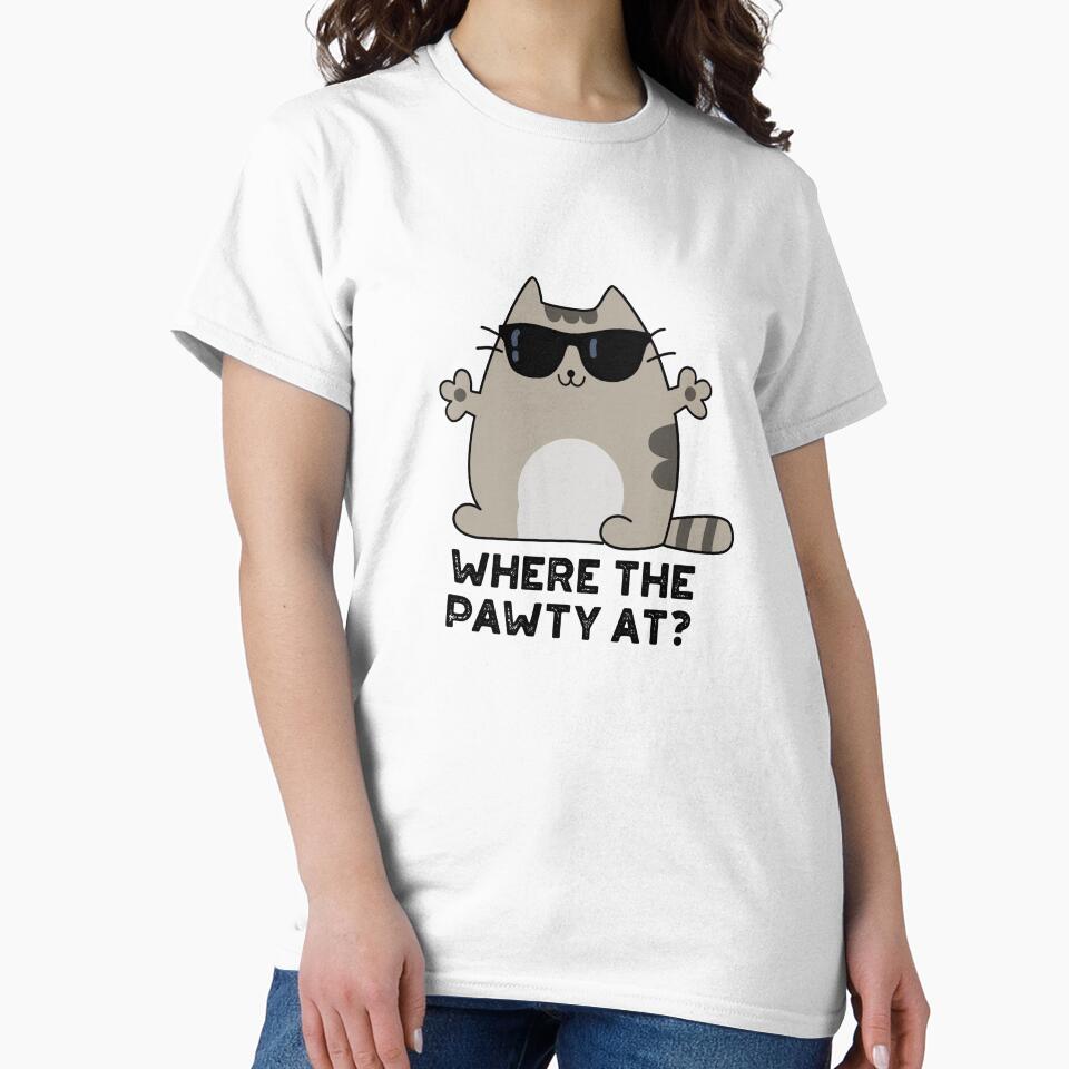 Where The Paw-ty At Funny Party Cat Pun by punnybone
