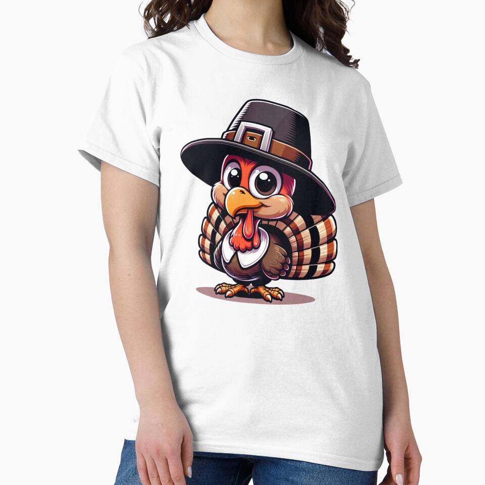 Little, cute Turkey with an Oversized Pilgrim Hat by Hibiskusmond