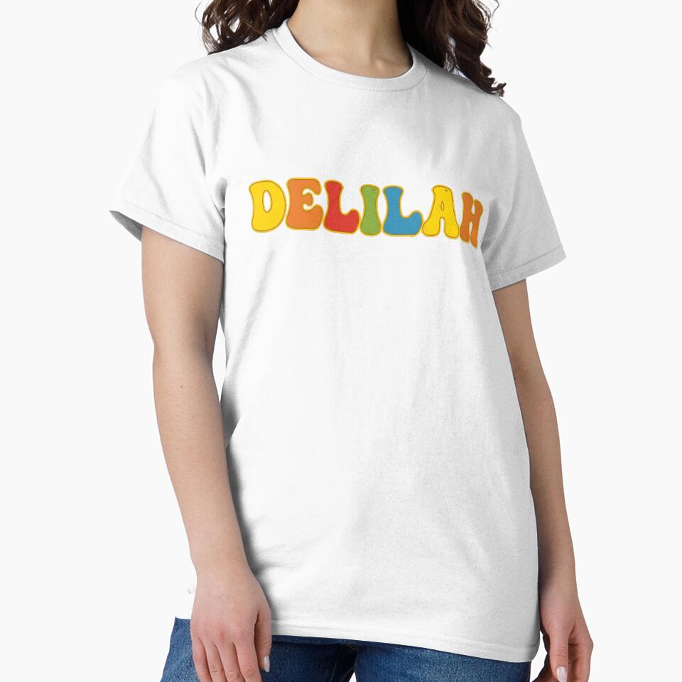 ❤️ Delilah Personalized Name Wavy Retro Shirt, Coffee Mug, Sticker Gift by HelixPedia