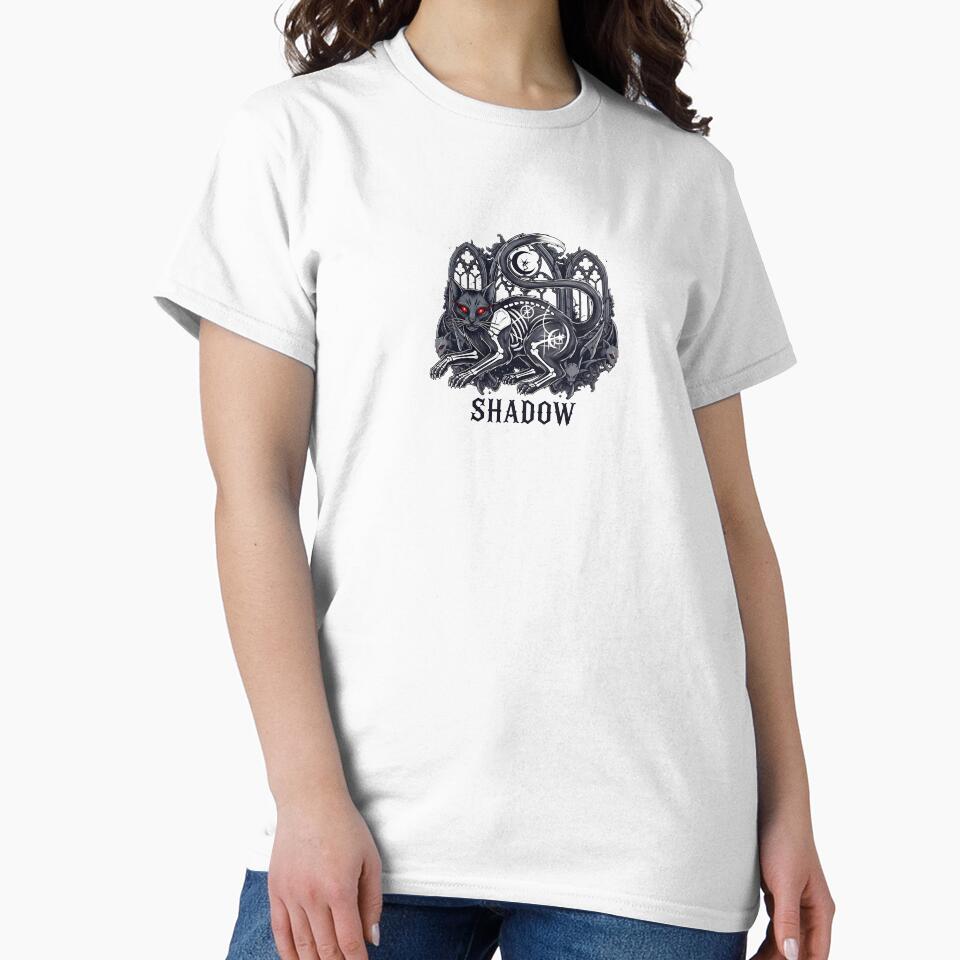 cat t shirt design, gothic streetwear graphic t shirt vector, cat dark art streetwear  white background without text by angkola99