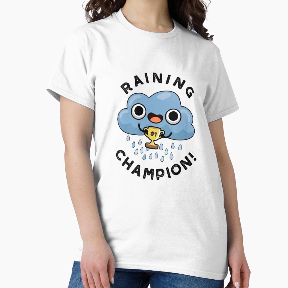 Raining Champ cute Weather Rain Cloud Pun by punnybone