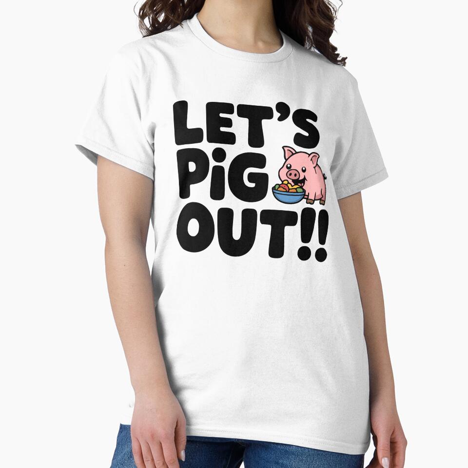Let's Pig Out! Cute Pig Pun by PMCreative