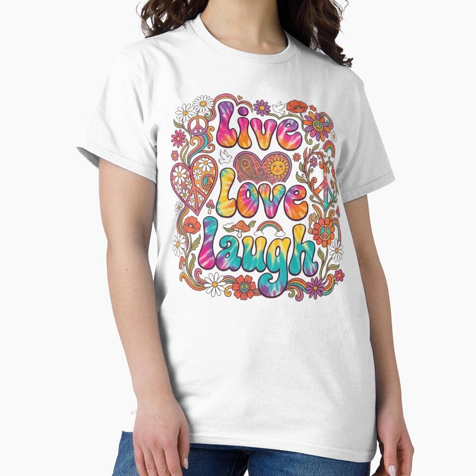 Groovy Live Love Laugh Retro Tie-Dye | Hippie Peace & Love by MerchlyMike