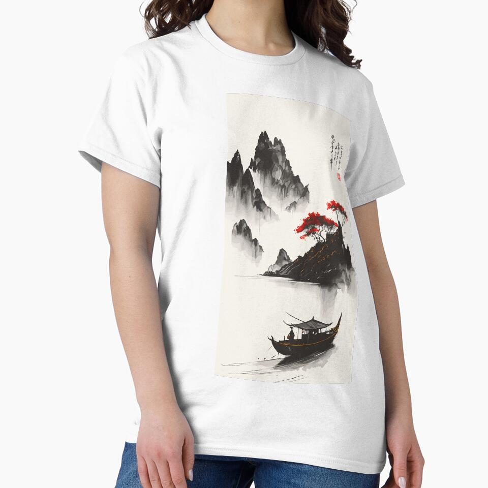 A Muted Chinese Ink Art T-Shirt by ROYALBIRDS