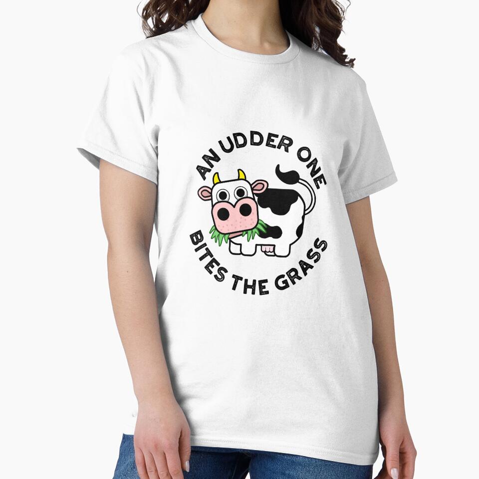 An Udder One Bites The Grass Cute Cow Pun by punnybone