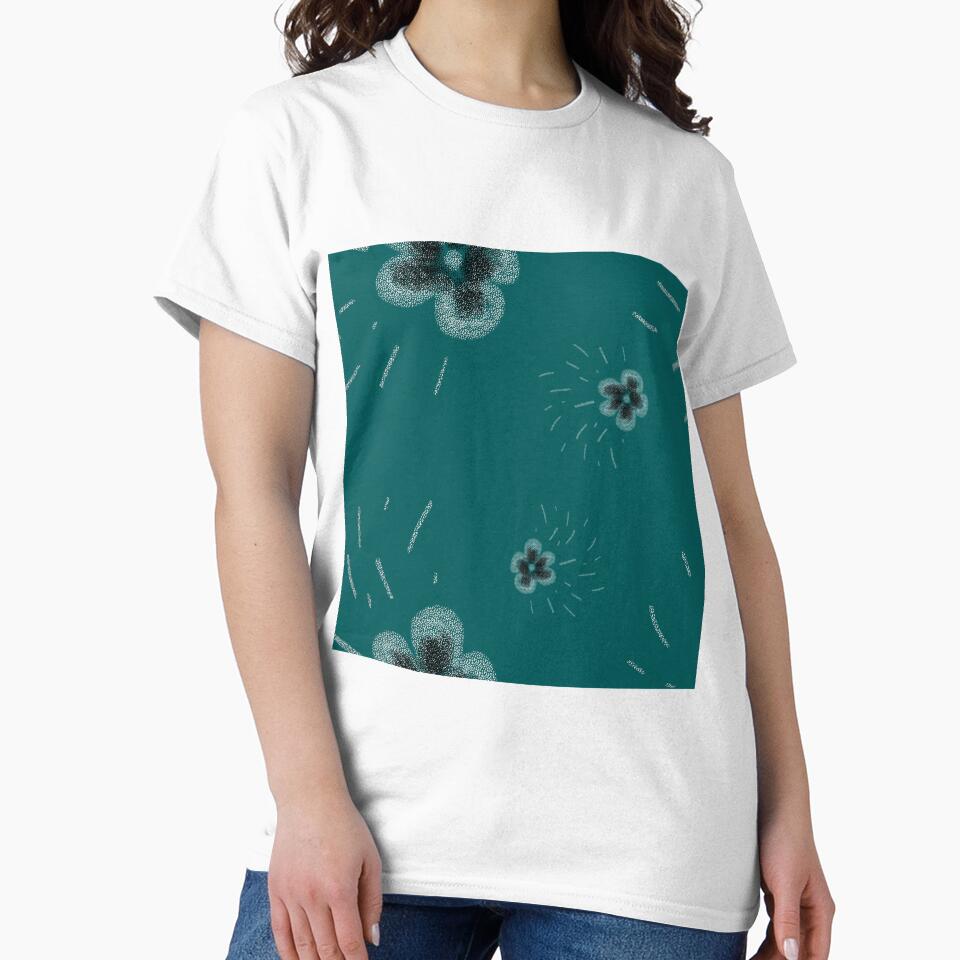 Flower flora stroke simple sketch blue pattern by Yana Mustafina | Boho Soulful Designs