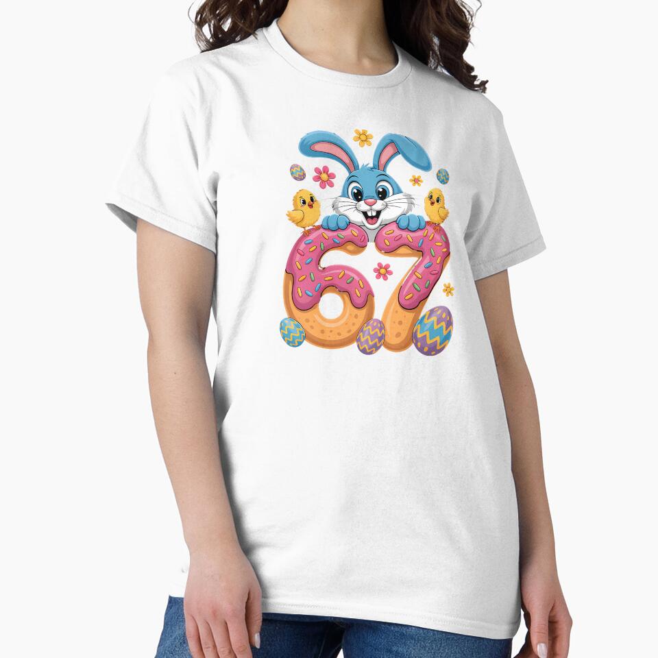 67 Funny Six Seven Gen Meme Cute Rabbit Bunny Easter Day by Desdenhoshell