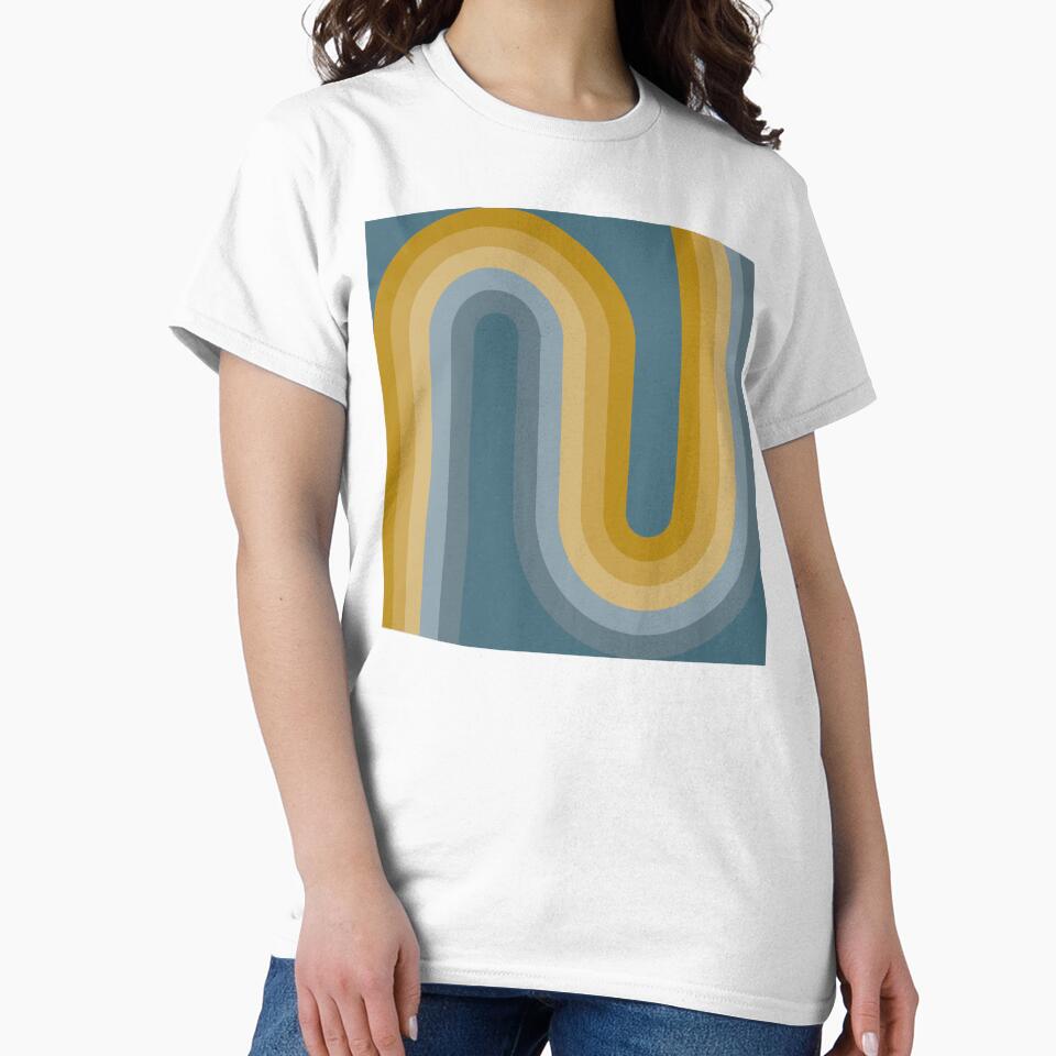 Geometric Arches Retro Style - Mustard Gold Green and Dusty Blue by JMgraphic
