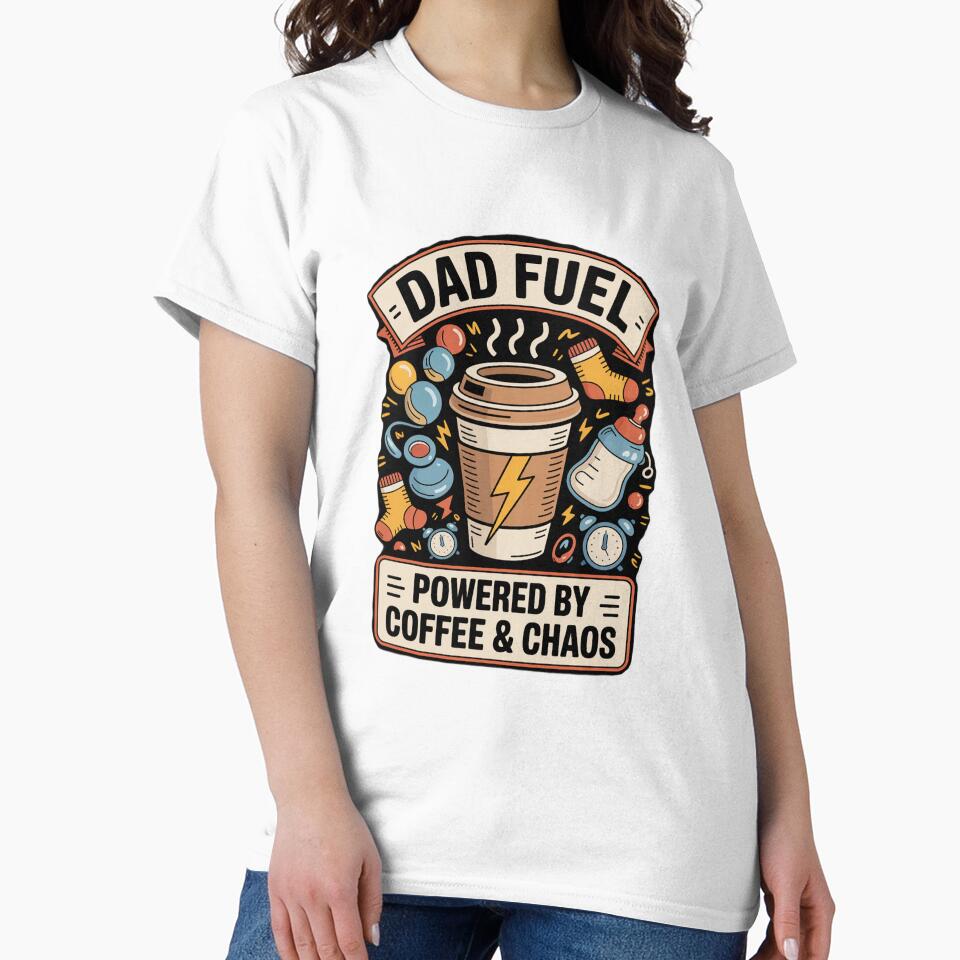 Dad Fuel Coffee Chaos Funny Quote Art by ibobo4656