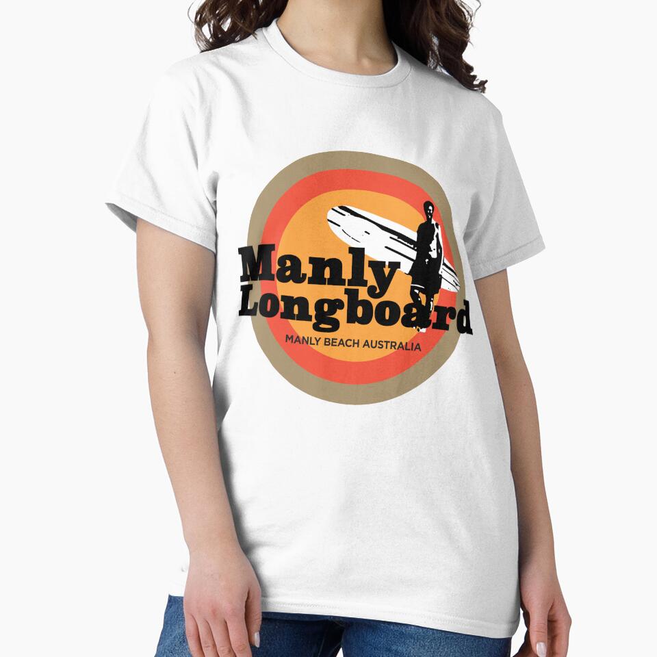 Manly Longboard retro surf by OffbeetShirts