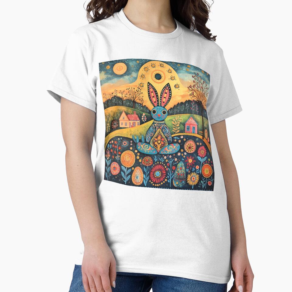 Meditating Folk Art Easter Bunny by TheBohemianLark