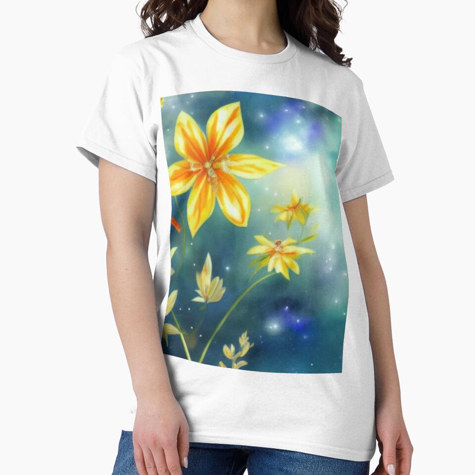 Soft Floral Starry Sky Watercolor No 8 by BassHeadMomma