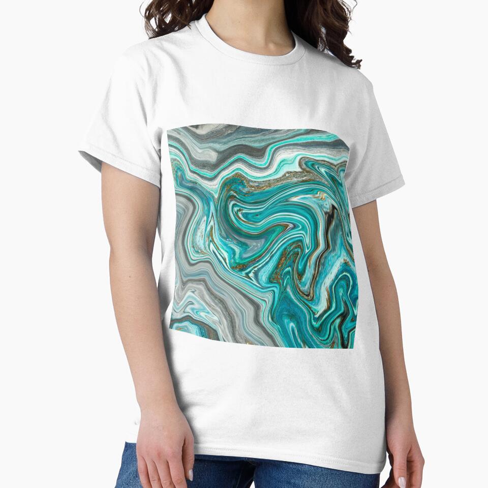 Agate Abstract Teal, Gray, White, Brown Swirl Pattern by silviaol