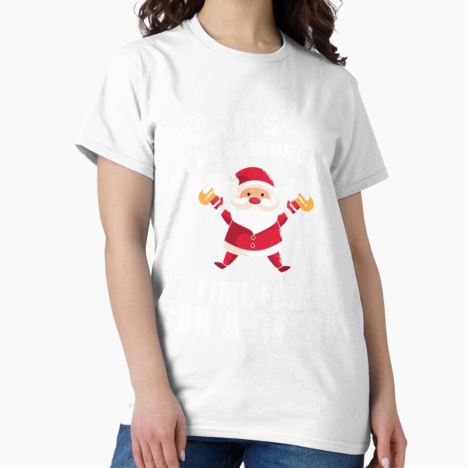 It’s the Most Wonderful Time for a Beer T-Shirt Funny Christmas Santa Tee by AllStarMerch