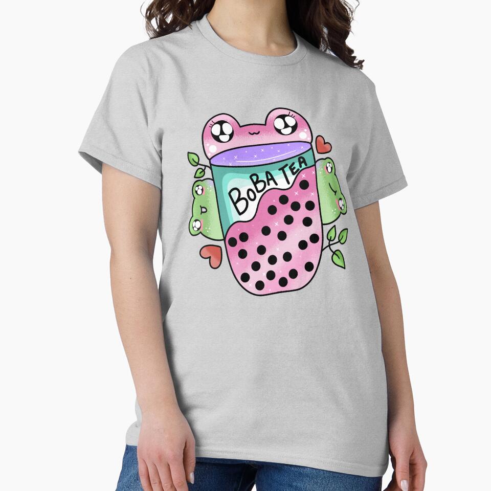 Kawaii cute frog drinking boba by Quacktails