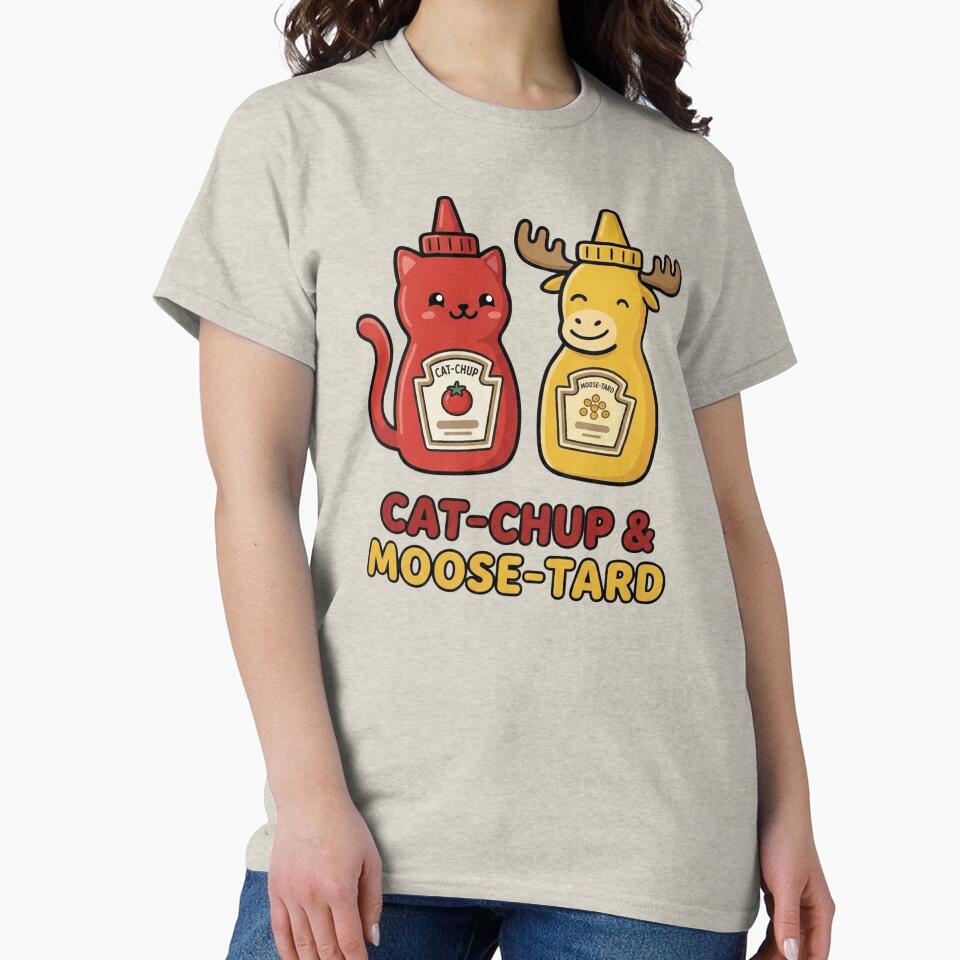 Cat-chup & Moose-tard – Funny Food Pun Animal Design by aiqdelicia