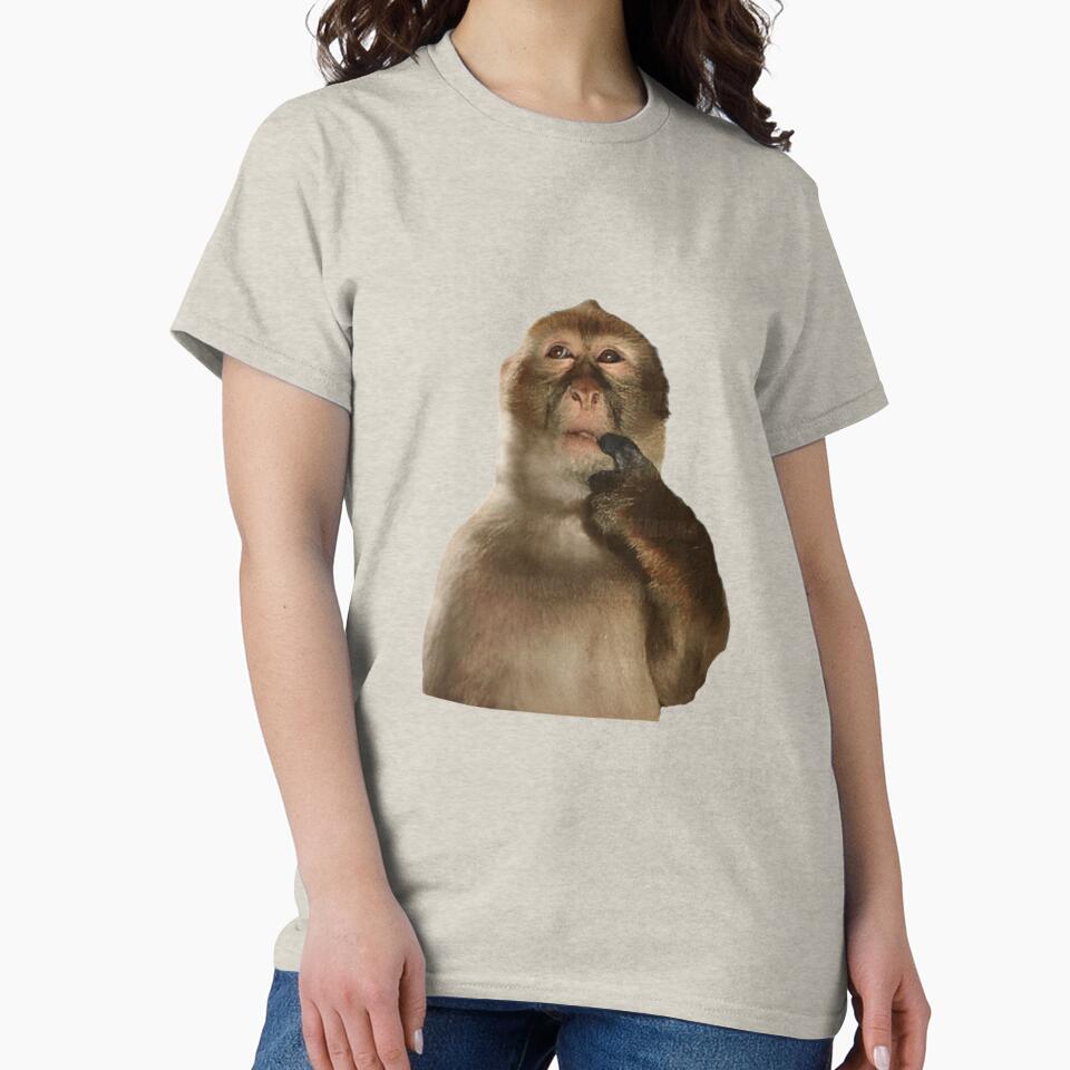 Thinking Monkey Meme - Contemplative Primate Sticker by Colorful-Garden