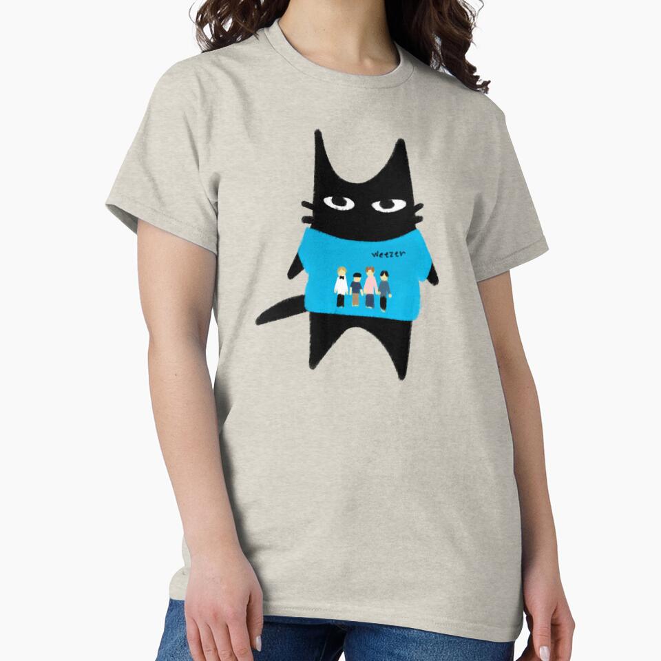 furtoon series: black cat wearing weezer shirt by Kyna Arts