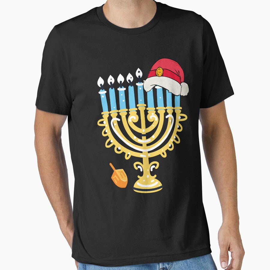 Menorah Santa Hat Chanukah Hanukkah Jewish Christmas by mrxova