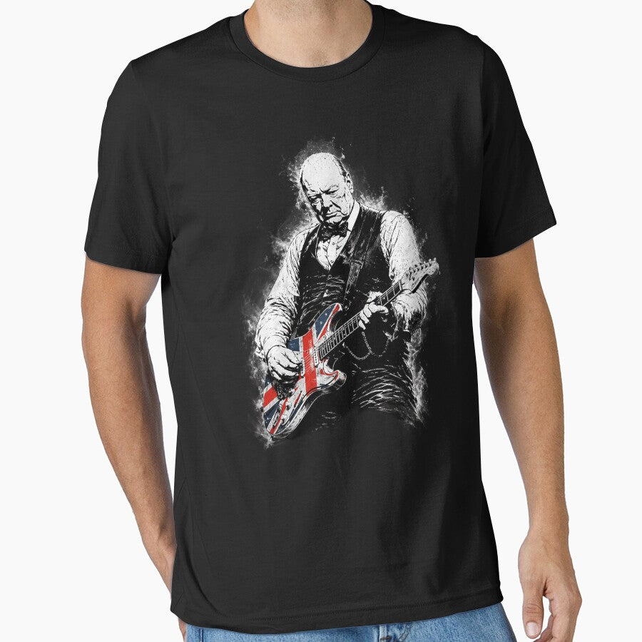 Winston Churchill Playing Electric Guitar Rocker Humor by schoolofbullies