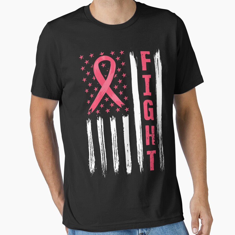 Breast Cancer Awareness Pink Ribbon American Flag Fight by OrvilleParisian