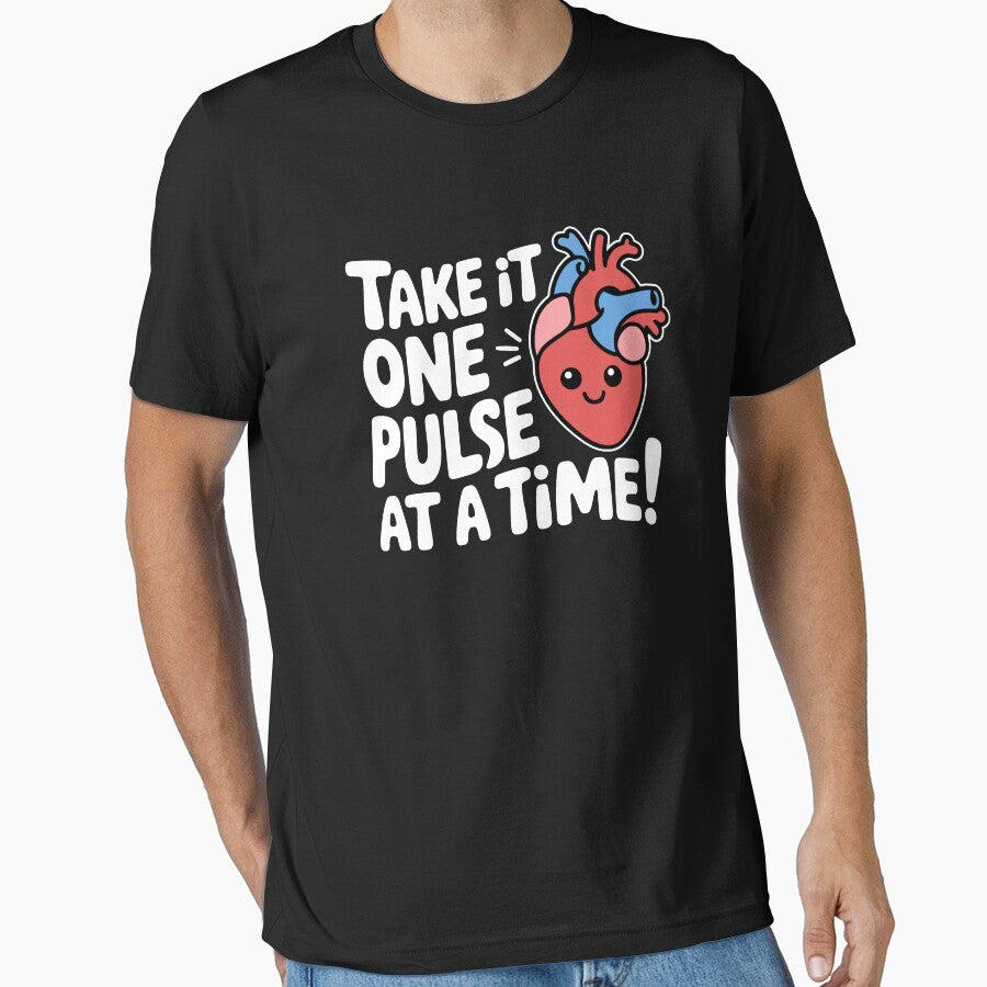 Take It One Pulse At A Time! Funny Heart Pun by PMCreative