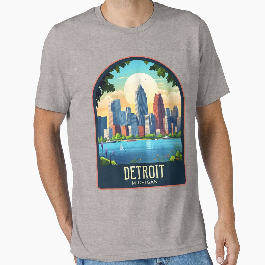 Detroit Vintage Travel Illustration by HomeLivingCo