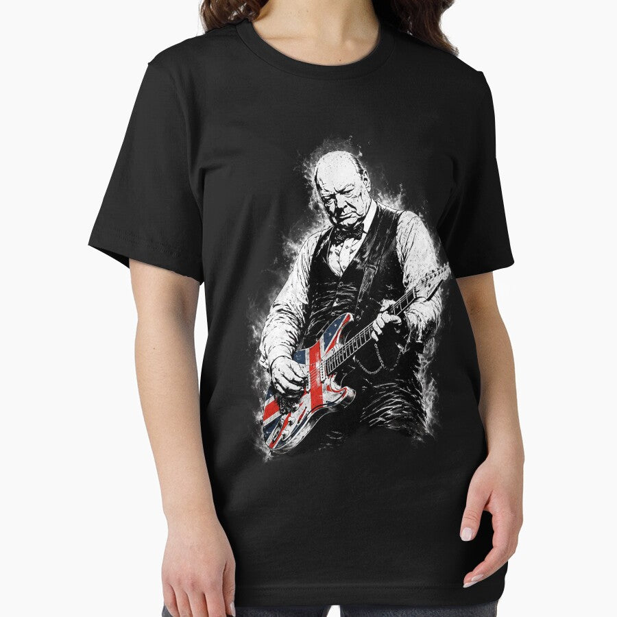 Winston Churchill Playing Electric Guitar Rocker Humor by schoolofbullies