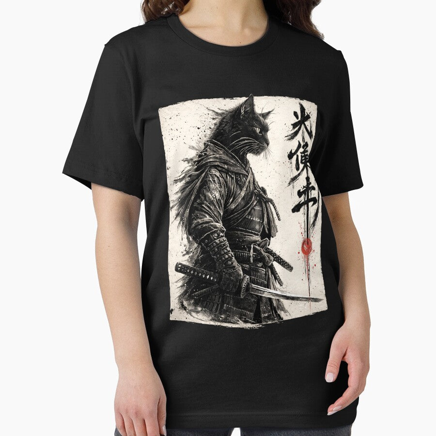 Samurai Cat Japanese Art Funny Graphic Anime by Kladhadredo