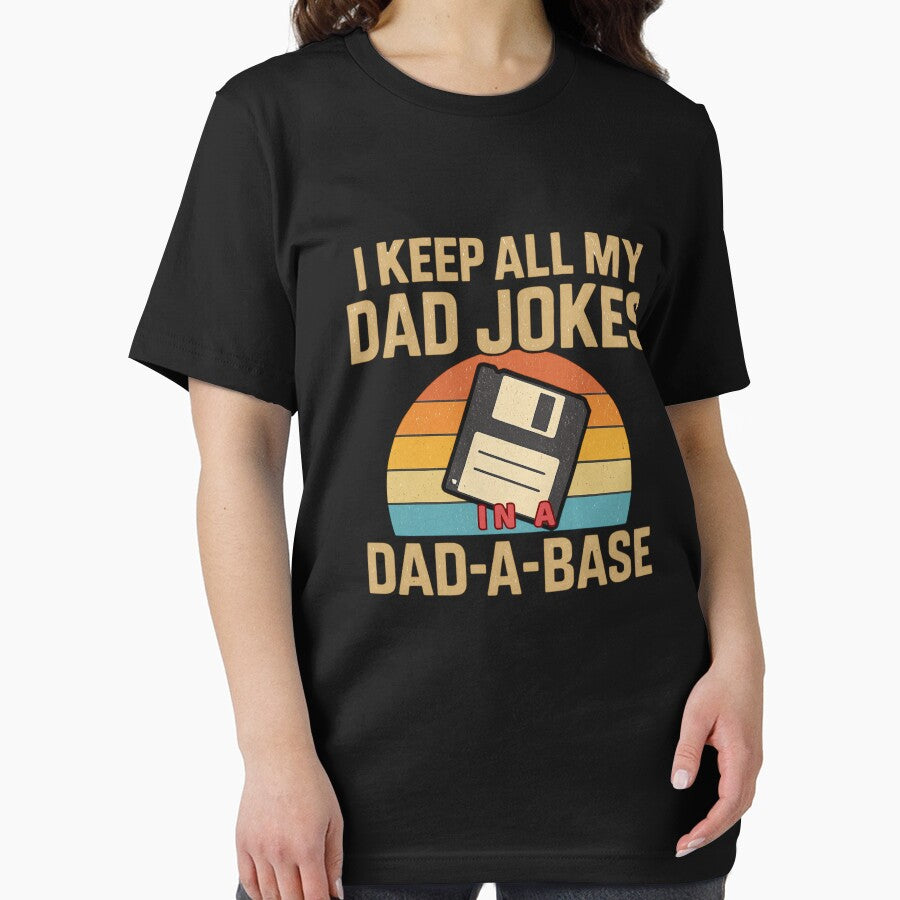 I Keep All My Dad Jokes in a Dad-A-Base – Funny Retro Dad Humor Quote by flagylART